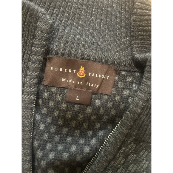 Robert Talbott Sweater Mens Large Gray Tweed 1/4 Zip Vest Sleeveless Merino Wool - Picture 7 of 9